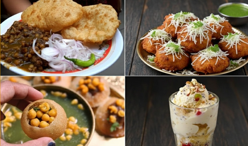 street food of Delhi, chhole bhature ,golgappe